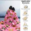 1pc Dogs Pink Lightweight Flannel Blanket, Comfortable and Warm Blanket, for Office and Camping Sofa Bed105