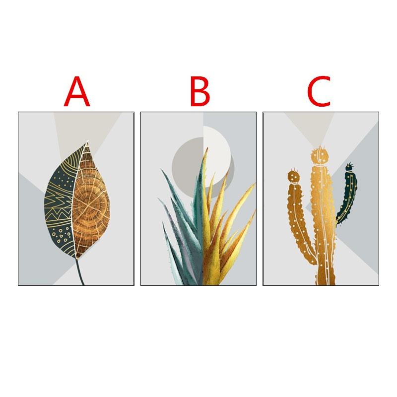 Kein Rahmen Abstraktes Goldgrünes Blatt Leinwandgemälde Wandkunst Bilder für Wohnzimmer Schlafzimmer Wand Heimposter