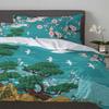 Japanischer Stil Kran Kirschblüte Vintage 3-teiliges Bettwäscheset für Doppelbett Heimtextilien Bettbezug Steppdeckenbezug Kissenbezug