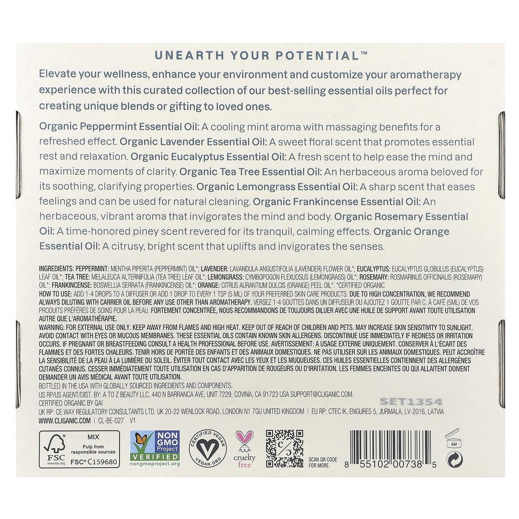 Iconics, Essential Oil Aromatherapy Set, Set of 8, 5 Ml (0.17 Fl Oz) Each