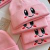 Snorlax Young Star's Snorlax Cute Expression Embroidery Wool Hat Female Winter Pink Warm Knitted Cold Hat