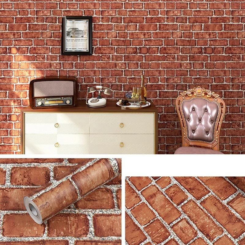 45cm Classic Brick Pattern PVC Waterproof Background Wall Sticker 3D Three-dimensional Self-adhesive Decorative Wall Sticker