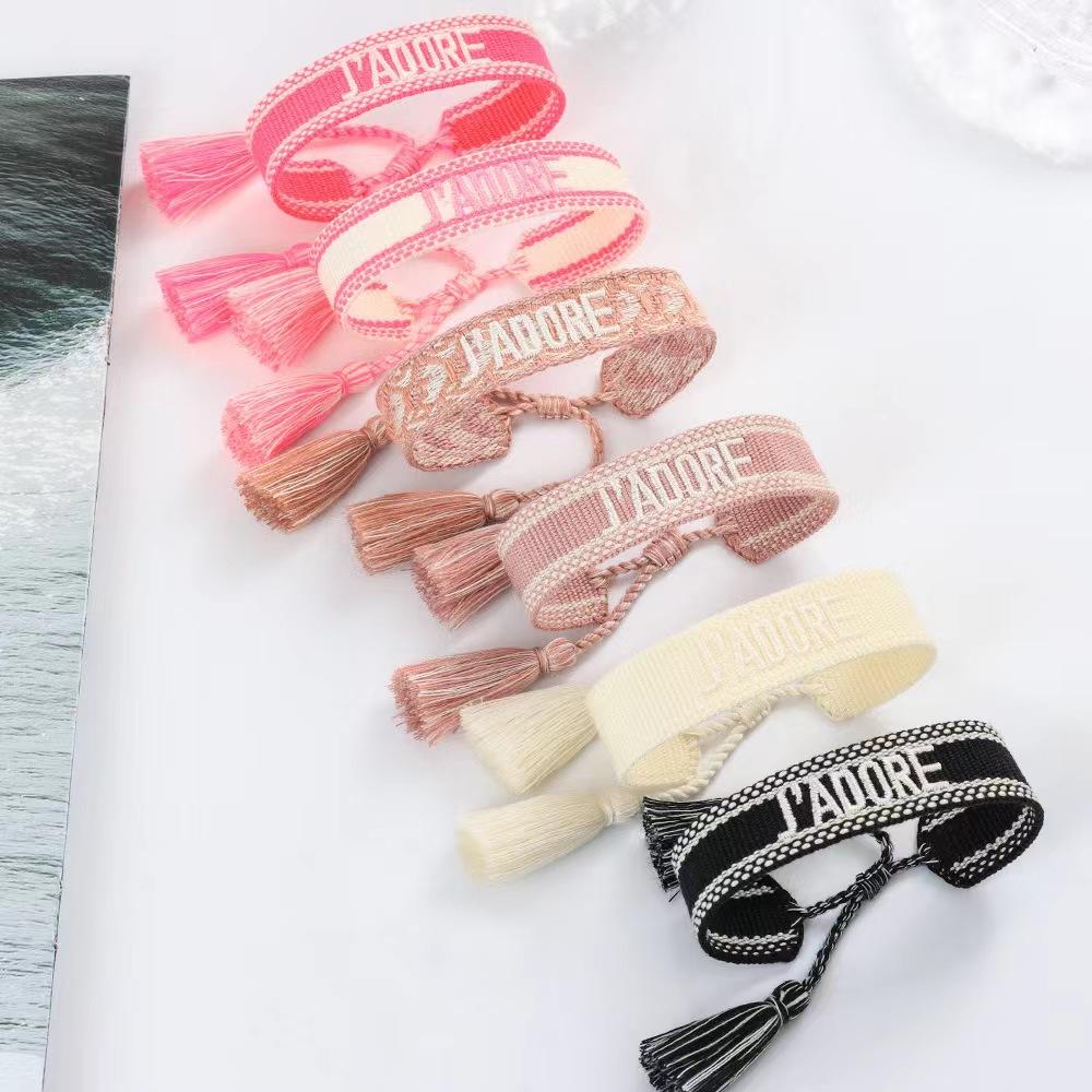 European Bohemian Style Fashion Personalized Embroidery Wrist Knitted Bracelet Retro Fashion Jewelry Gift