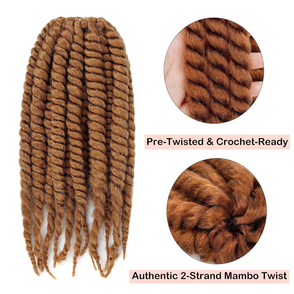 MAMBO Twist Braids Pre-Twisted Two Strand Twist Crochet Hair Synthetic Braiding Hair Extensions for Women Protective Style