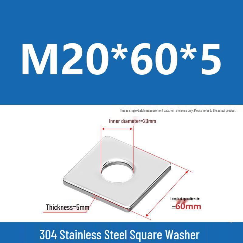 304 Stainless Steel Thickened Square Washer for Curtain Wall (M4-M16)