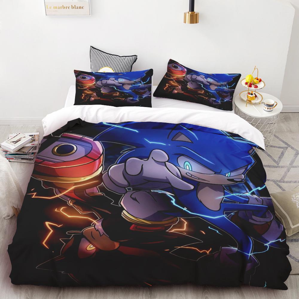 Kids Sonic Duvet Cover Hedgehog Cartoon Bedding Set Quilt Cover Set Twin Full Queen Comforter Cover Bedroom Gifts