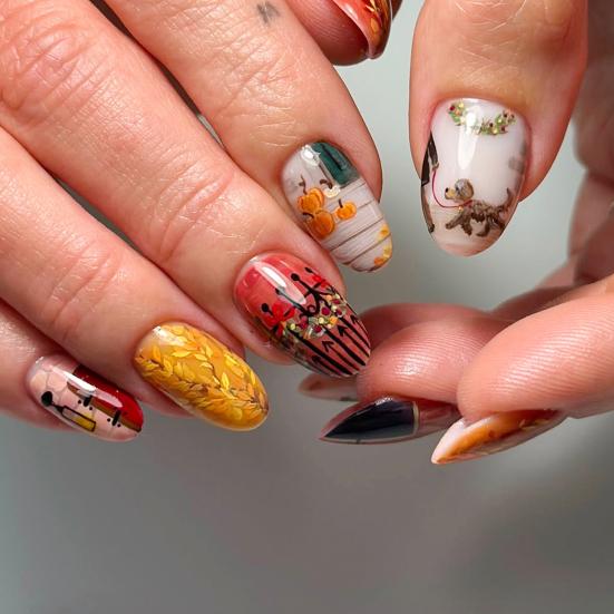 1 Set Women Press on Nails Almond French Tip Stick-on Long Fake Nails Full Cover Glue on False Nails DIY Manicure