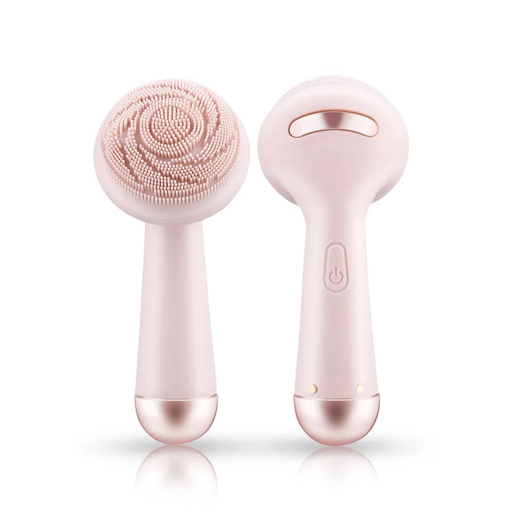 Rechargeable Electric Silicone Facial Cleansing Brush – Waterproof Vibration Massage Tool for Deep Pore Cleansing розовый