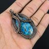 Neon Blue Apatite Gemstone Pendant 999 Copper Wire Wrapped Jewelry, Handmade Antique Pendant Jewelry, Gift For Mother