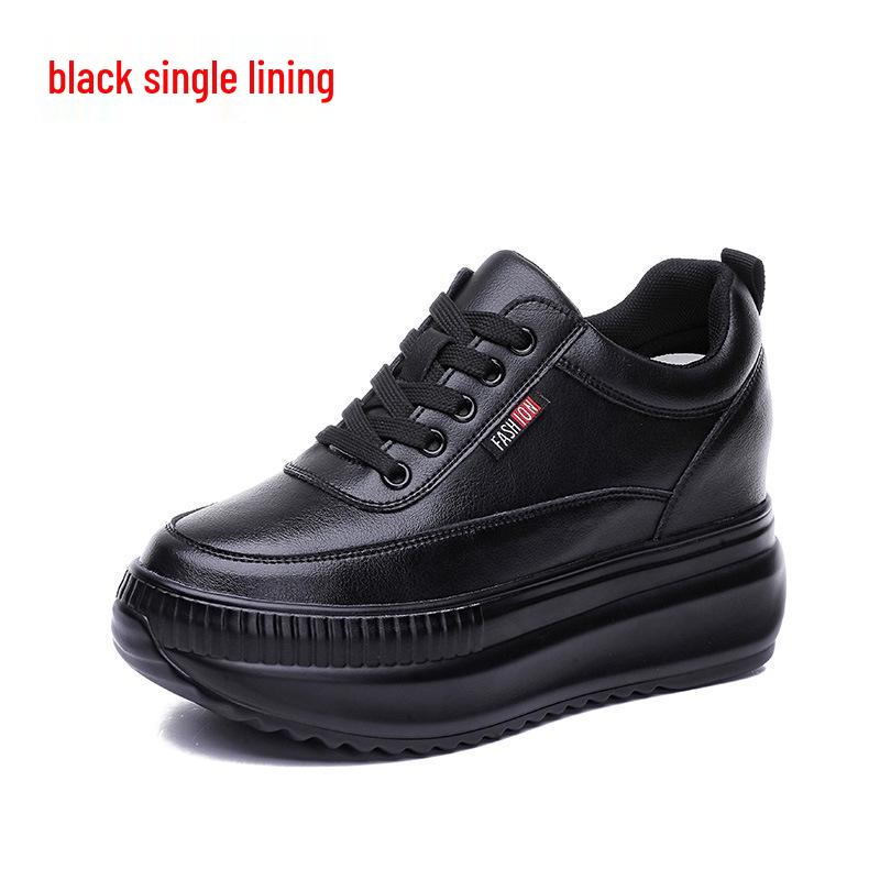 2026 Women's Wedge Platform Thick Sole Casual Shoes - Height-Boosting, All-Season White Flats with Extra Velvet