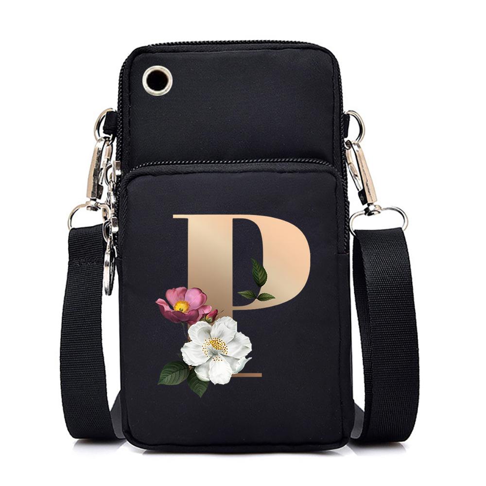 26 letter printed change bag, mobile phone bag to map, light to carry multi-function messenger bag