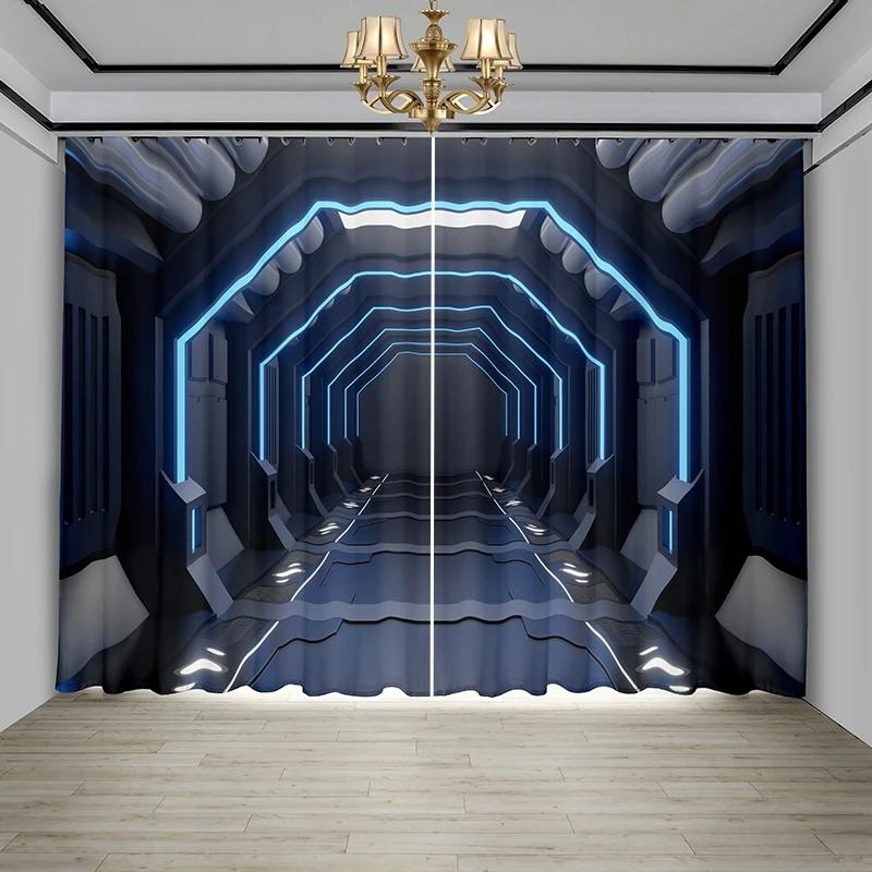 Nordic Ins Style Technology Sense Curtain Background Ktv Network Cafe Gaming Room Bedroom High Shading New Pattern Curtains Made Of Polyester Decor