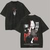 2026 Hot Sale Summer Dandadan Momo Okarun Cat Dual Sided Washed T-shirt Men Women Red Line Art Anime Print Oversized Cotton Tee for Otaku Fans
