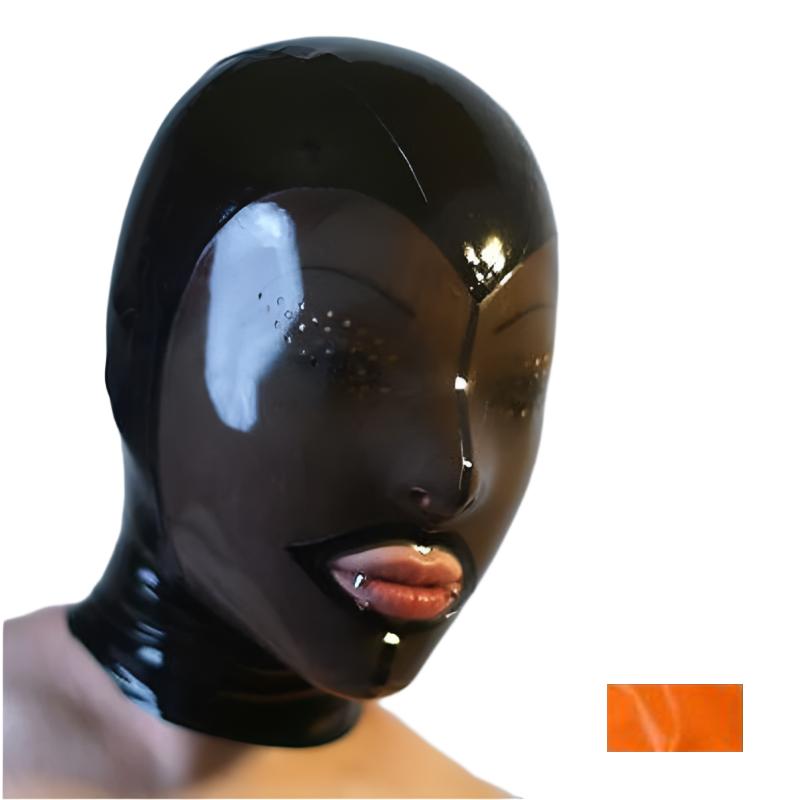 Fetish Mask With Back Zip Transparent Black Face Hood Latex Hoods