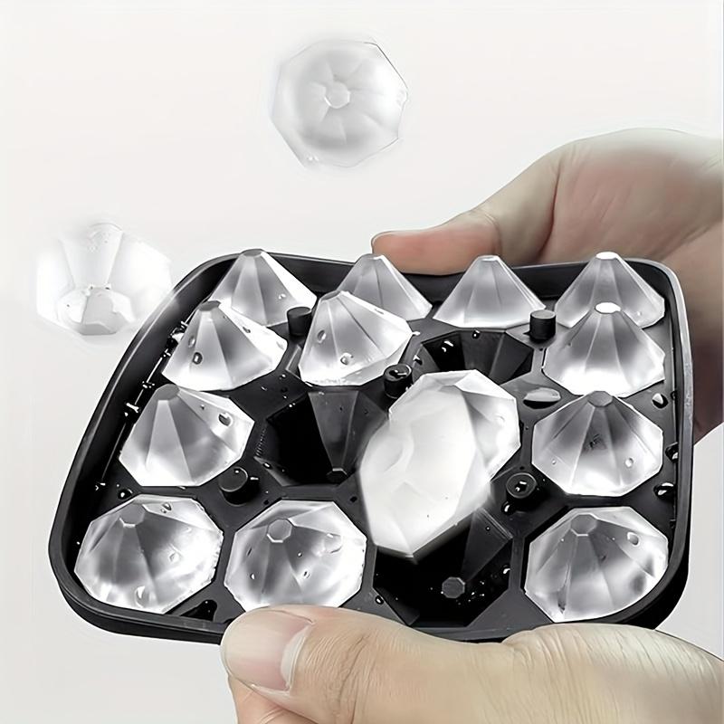 16 Cavity Mini Diamond Ice Cube Tray Silicone Mold With Lid Stackable Easy Release Small Ice Maker Home Bar And Cocktail Drinks