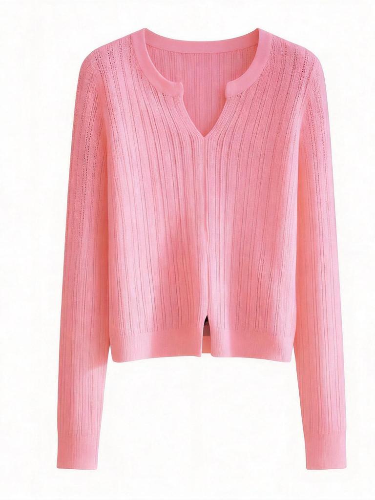 Women's Autumn/Winter Fine Wool Round Neck Hollow Stripe Long Sleeve Knitwear