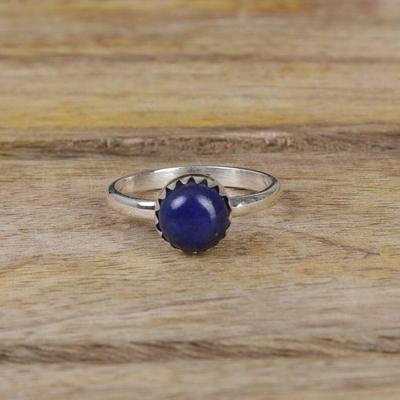Okrúhly drahokam Lapis Lazuli Ručne vyrobený Dizajnový Prsteň, Výrazný Prsteň, Rýdze Striebro 925, Darčeky k Narodeninám, Boho Prsteň