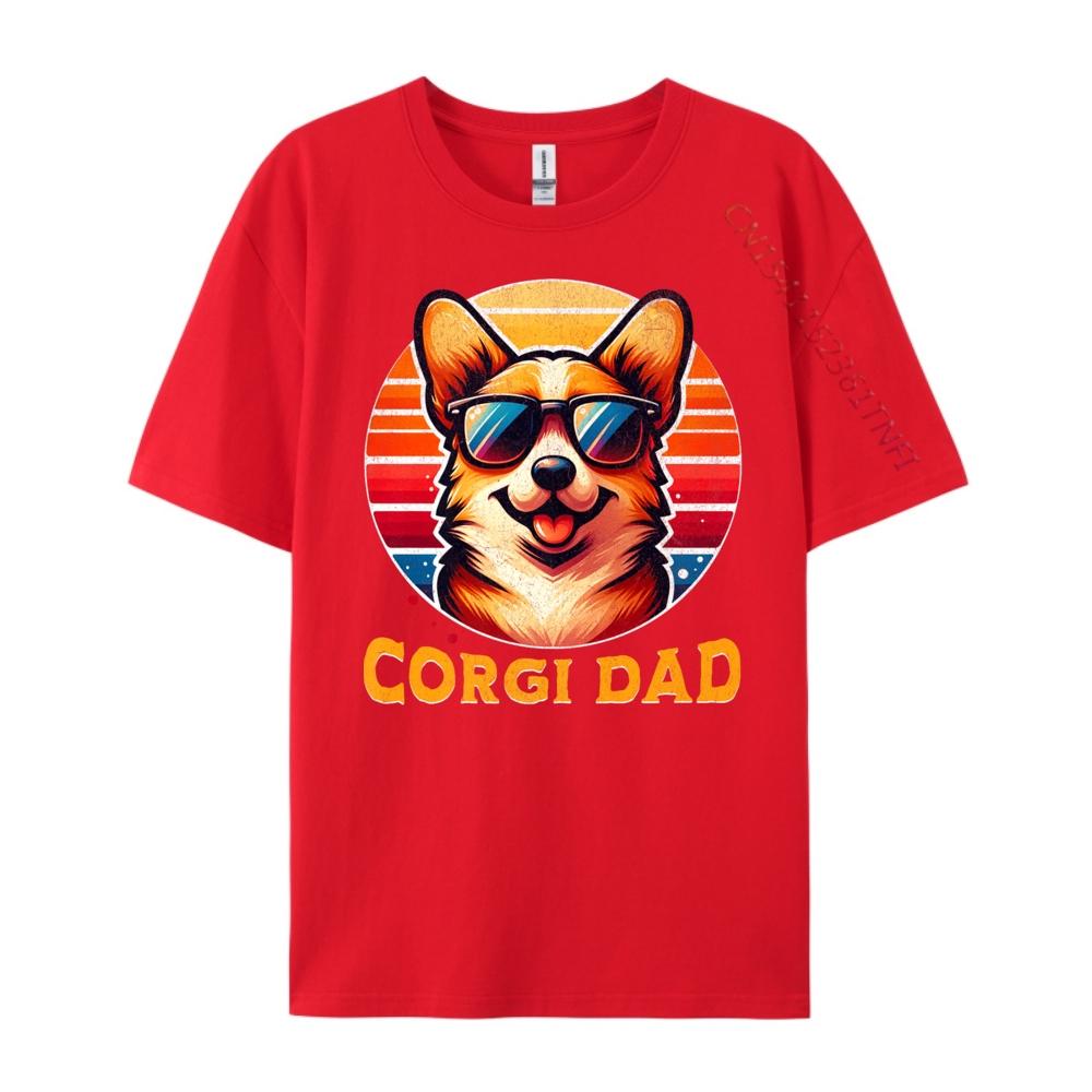 

Corgi Dad Father Day For Lovers Men Cotton Graphic Tees Printed TShirt S