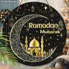 """Ramadan Mubarak" Mond & Moschee Holzschild, Runde Haustür Dekoration, Islamisches Wandbehang - Ideales Geschenk für Ramadan & Eid Feiern"""
