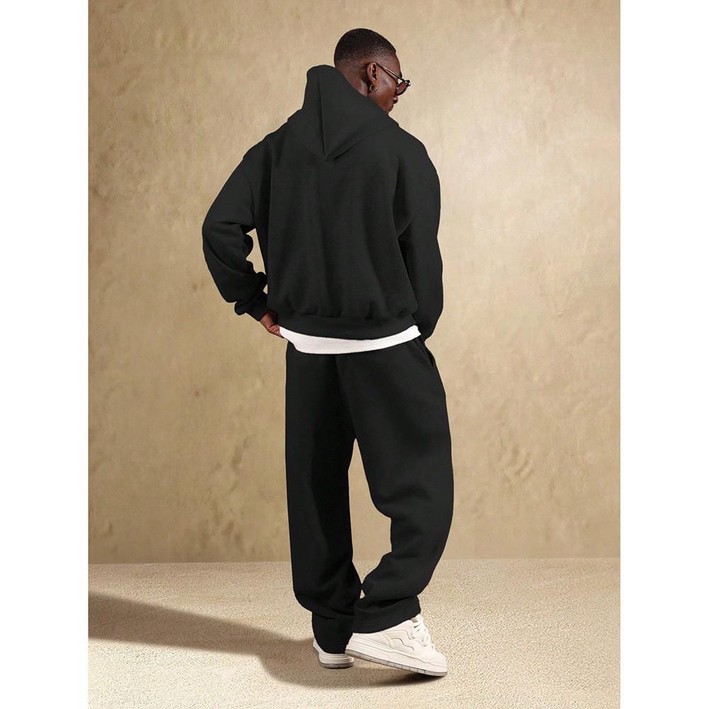2026 Trendy Men's Loose Hooded Sweatshirt & Sweatpants Set - Spring/Autumn Triangle Print