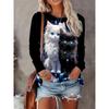 Summer Women's 3D Printed Crew Neck Long Sleeve T-Shirt Fashion Versatile Trend Breathable Casual Vacation