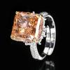 Jewelry Copper Bottom Gold-Plated High Carbon Diamond Ice Flower Square Diamond Copper Inlaid Princess Square Light Luxury Ring Female 12 * 12