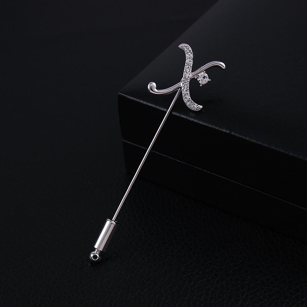 Zircon-Inlaid Bow Brooch, High-End Feel - Elegant Men's Letter Pin & Niche Accessory for Women