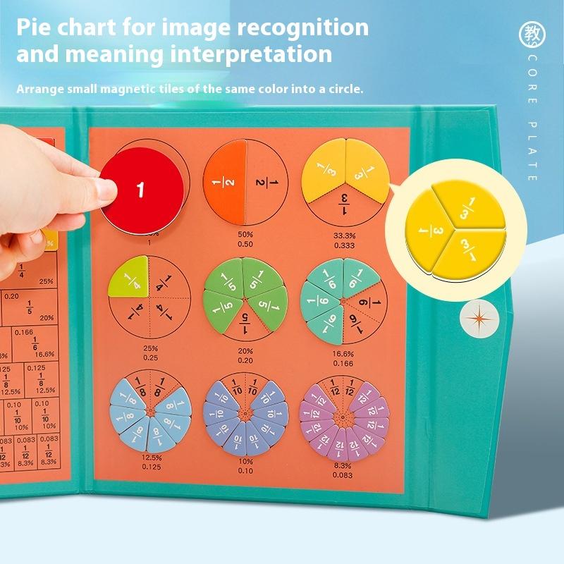 1 Set Kids Magnetic Fraction Tiles & Fraction Circles Math Manipulatives For Elementary Magnetic Fraction Educational Puzzle Toy