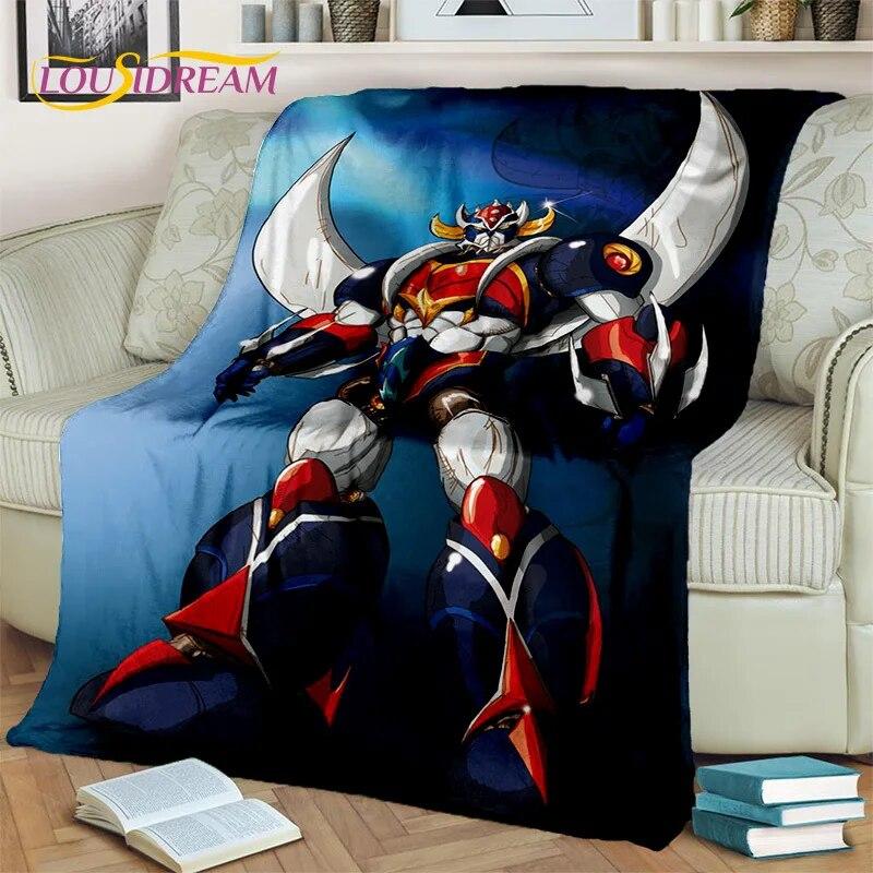 Cartoon UFO Robot Grendizer Anime Blanket,Soft Throw Blanket for Home Bedroom Bed Sofa Picnic Travel Office Cover Blanket Kids