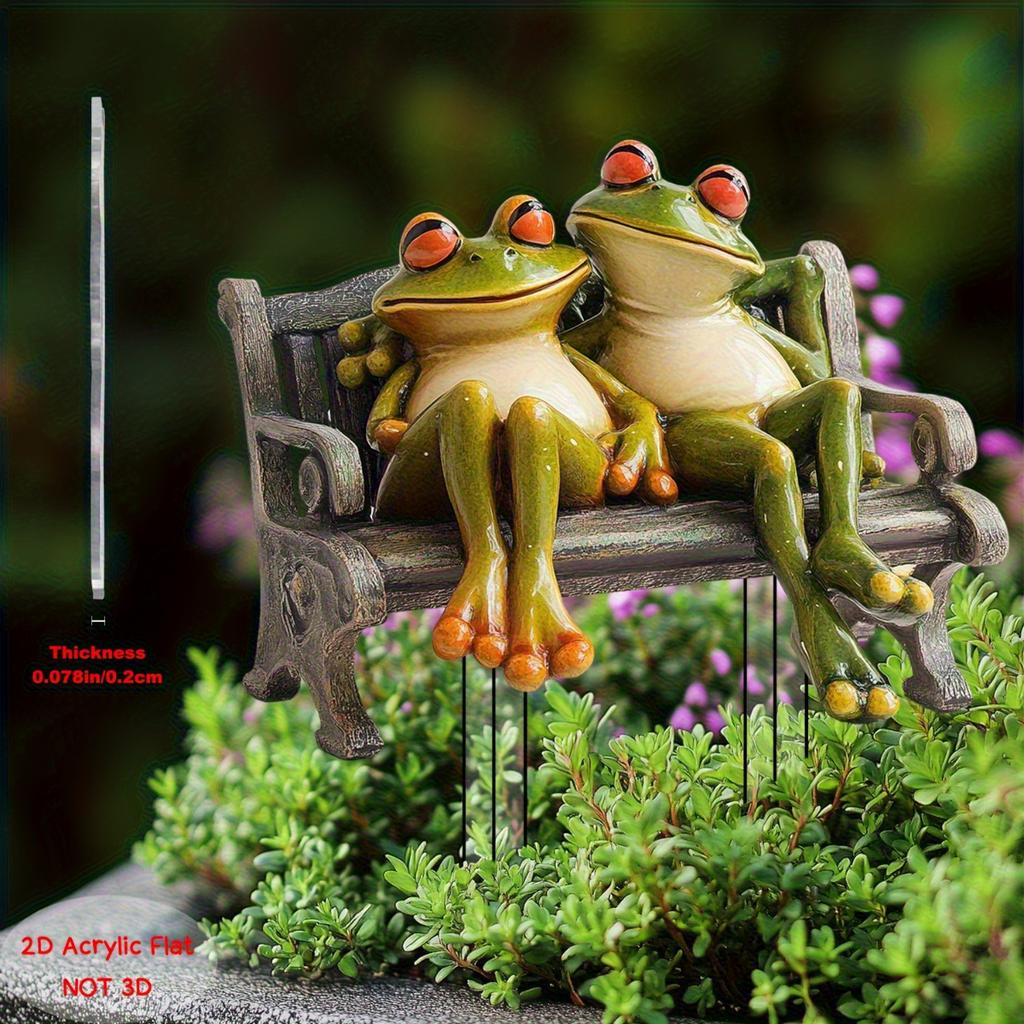 2D Acryl Frosch Dekoration im Vintage-Stil, Gartendekoration für die Bank, Realistischer Touch für Hof & Rasen
