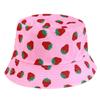 Sided Summer Double Strawberry Printed Fisherman Hat Outdoor Beach Cap Sunshade