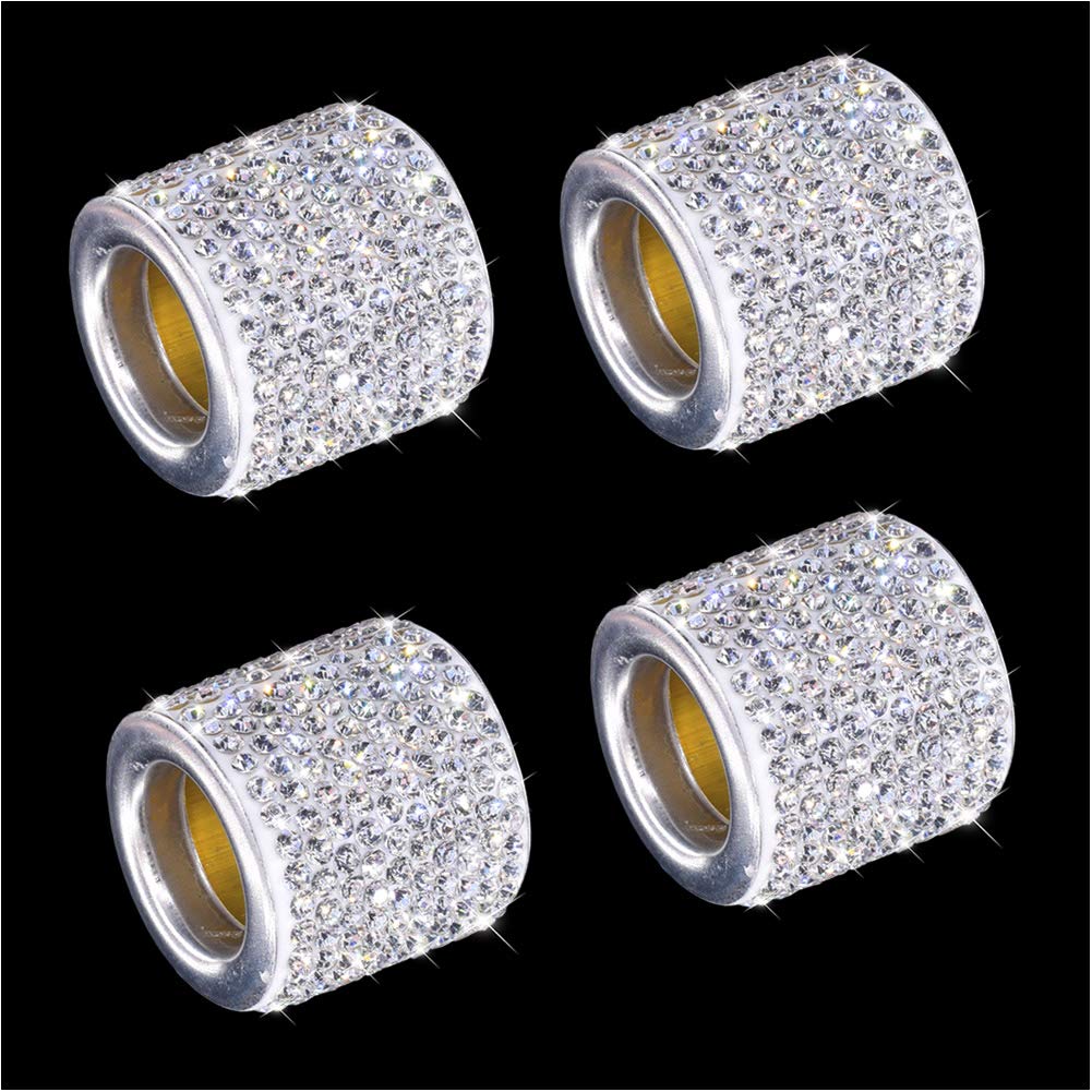 FEENM Car Headrest Coloring Decoration Bling Crystal Diamond Ice Car SUV Truck Interior Decoration Bling 4 Pack White