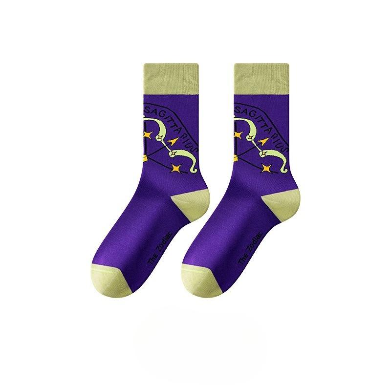 Ladies Spring and Autumn New Zodiac Cartoon Sports In Tube Cotton Socks