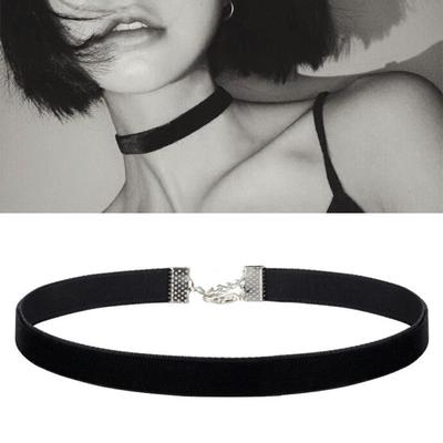 Gotycki Czarny Aksamitny Choker Naszyjnik Regulowany Sznurek Kobiety Dziewczyna Kpop Biżuteria Akcesoria na Imprezę Prezent
