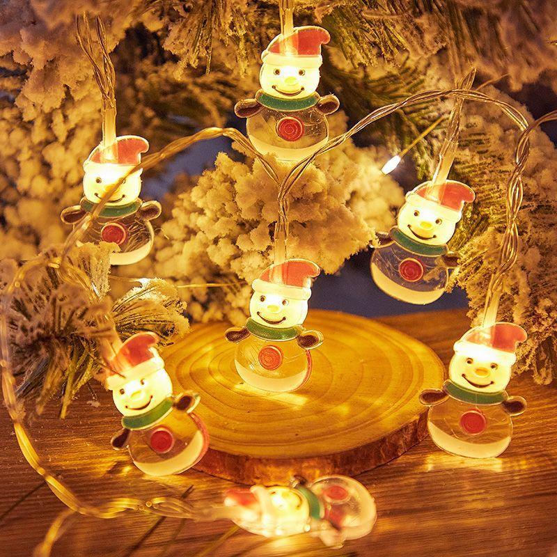 1.5M 10Led Christmas Light String Snowman Santa Cluas Xmas Tree Lamp String Hanging Ornaments Pendants Merry Christmas Decor