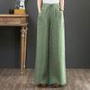 Cotton and Linen Straight Leg Wide Leg Pants for Women In Summer High Waisted Lace Up Loose Floor Length Pants