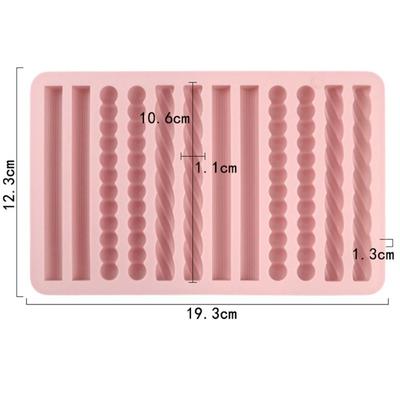 High Quality 12 Cavity Chocolate Molds Strip Silicone DIY Pretzel Stick Mold Non-stick Fondant Mould Themed Party Props