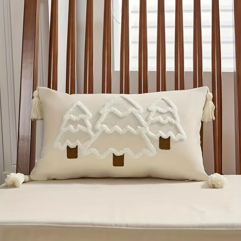 1/2pcs Christmas Pillowcase, Christmas Tree Polyester Embroidery Cushion Pillow Cases Throw Pillows Decorations for Home