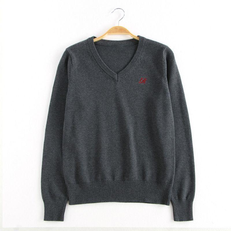 

Оригинальный комплект джемпера с V-образным вырезом JK на водной основе: Вышитый трикотаж с длинным рукавом для осенне-зимней школьной формы S