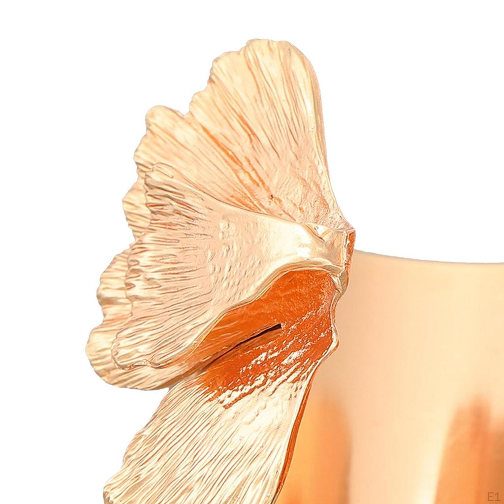 Woman Metal Floral Wide Open Bangle Bracelet Adjustable Jewelry Electroplating Process Minimalist