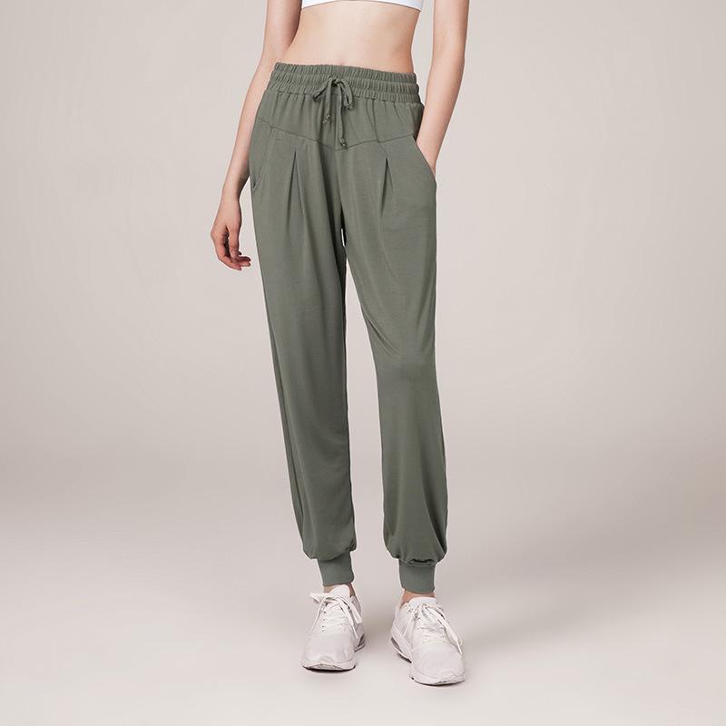 

Женские брюки для йоги и фитнеса с широкими манжетами - Удобные брюки для бега с высокой посадкой для осени Small армия зеленый