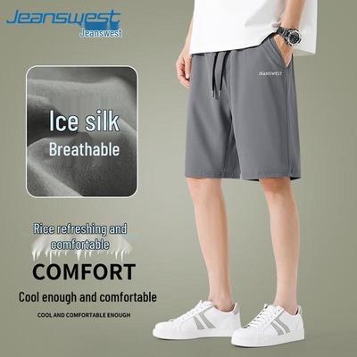 Jeanswest Men's Cool Ice Silk Casual Drawstring Shorts
