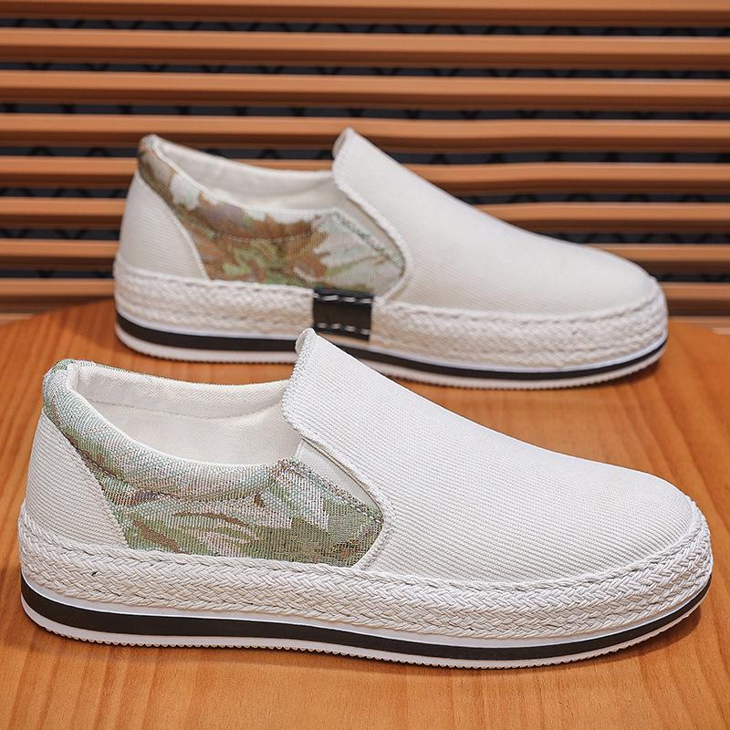 

Летняя мужская обувь, новые дышащие парусиновые туфли, мужская корейская версия, модные универсальные туфли с одной педалью, повседневные туфли для сноуборда 385 39