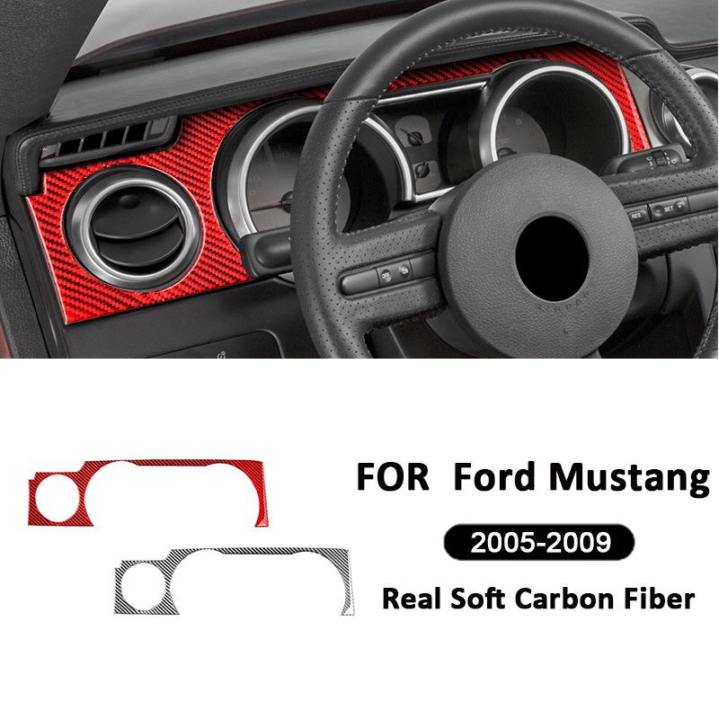 For Ford Mustang 2005-2009 Carbon Fiber Car Dashboard Panel Air Outlet Frame Decoration Sticker Auto Interior Accessories