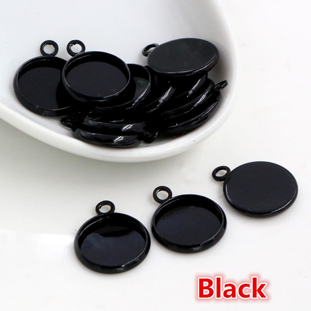 20pcs 12mm Inner Size Simple Pendant Cabochon Cameo Blank Base Setting Bezel Tray Charm for Earrings Bracelet Necklace Findings 