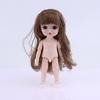 1 Set Nude Doll 3D Simulation Eyes 13 Joint Black Long Hair 1/8 17Cm Doll Plastic Doll Head Toys With Gold Brown Hair Kids Gift