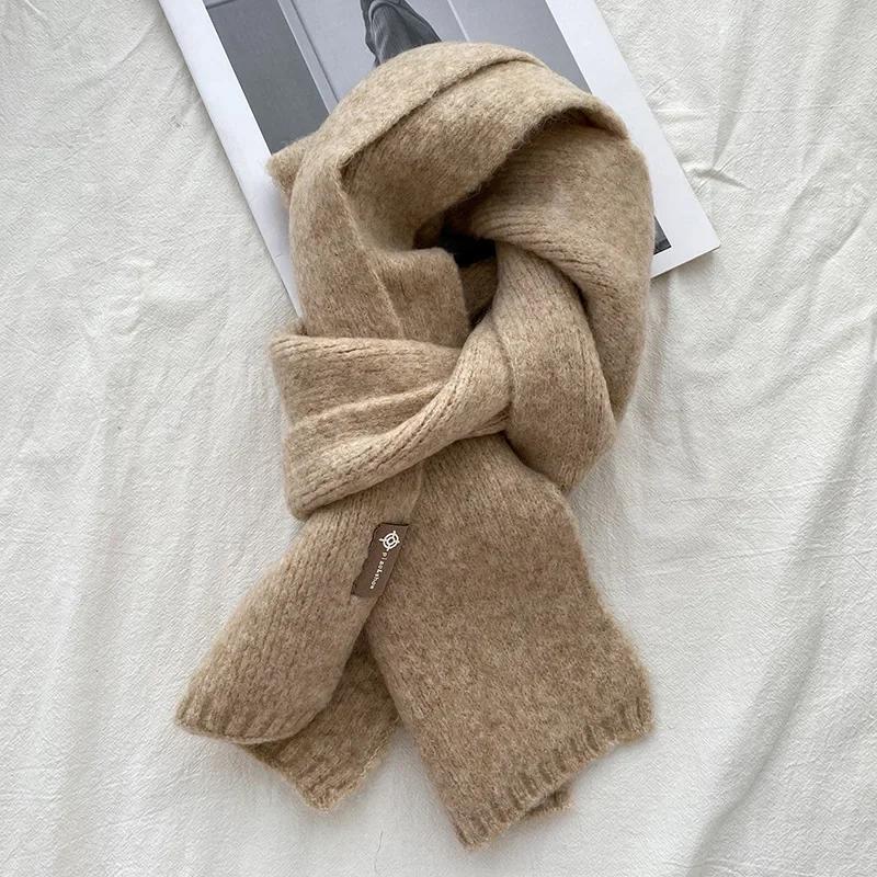 Fashion Cashmere Scarf Winter Warm Thick Comfortable Velvet Convenient Scarf Outdoor Keep Warm Solid Color Simple Scarf
