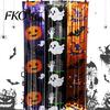 Halloween Tinsel Curtain Foil Fringe for Halloween, Orange Purple Black Background Event Decoration Photo Booth Props, Pumpkin Ghost Bat Party Shiny