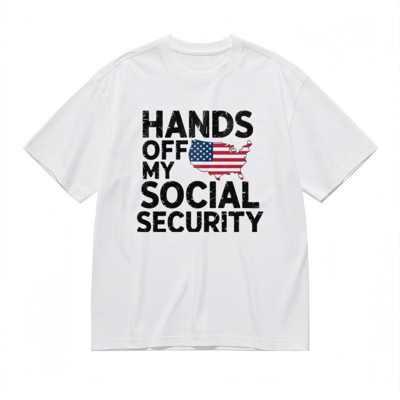 

Men s Fashion Comfortable Classic T-Shirt Social Security Rights Theme Text Tee 2XL