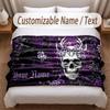 Skull Gothic Theme Soft Blanket Personalized Custom Name Text Print Warm Blanket Home Sofa Bedroom Decor